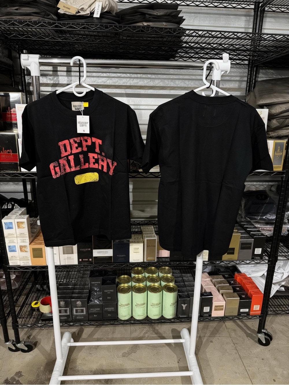 Black Graphic Tee with Red Print